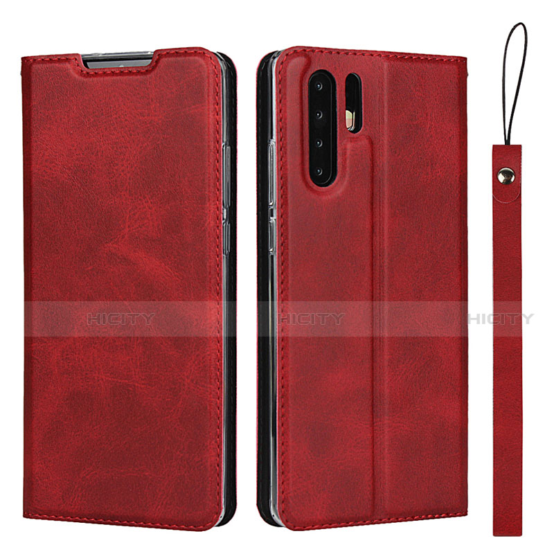 Coque Portefeuille Livre Cuir Etui Clapet T14 pour Huawei P30 Pro Rouge Plus