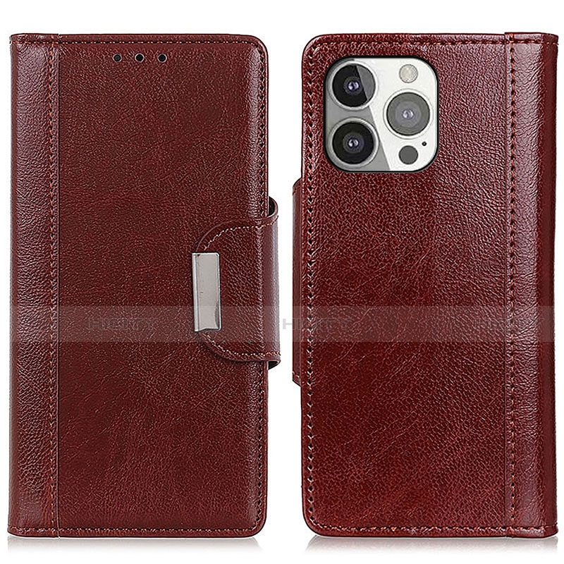 Coque Portefeuille Livre Cuir Etui Clapet T15 pour Apple iPhone 13 Pro Marron Plus