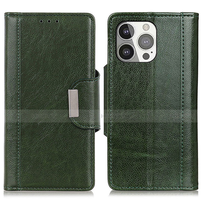 Coque Portefeuille Livre Cuir Etui Clapet T15 pour Apple iPhone 13 Pro Vert Plus