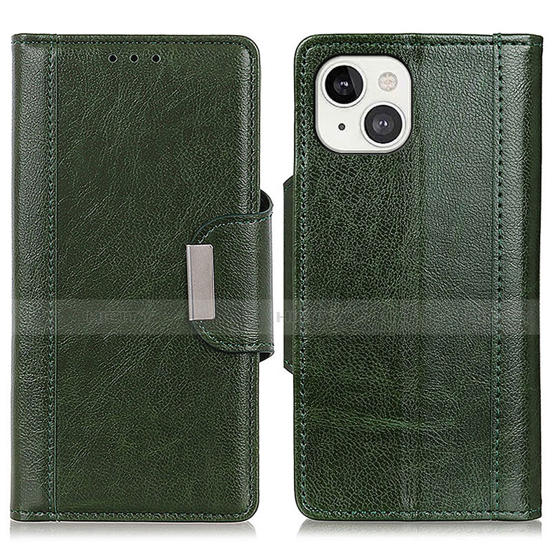 Coque Portefeuille Livre Cuir Etui Clapet T15 pour Apple iPhone 13 Vert Plus