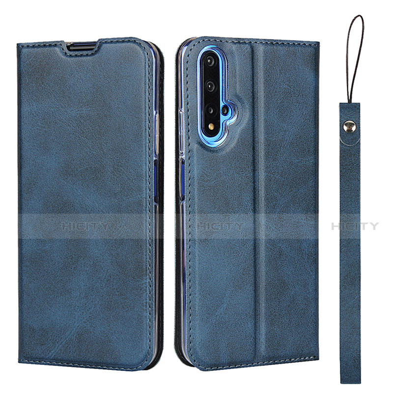 Coque Portefeuille Livre Cuir Etui Clapet T15 pour Huawei Honor 20 Bleu Plus