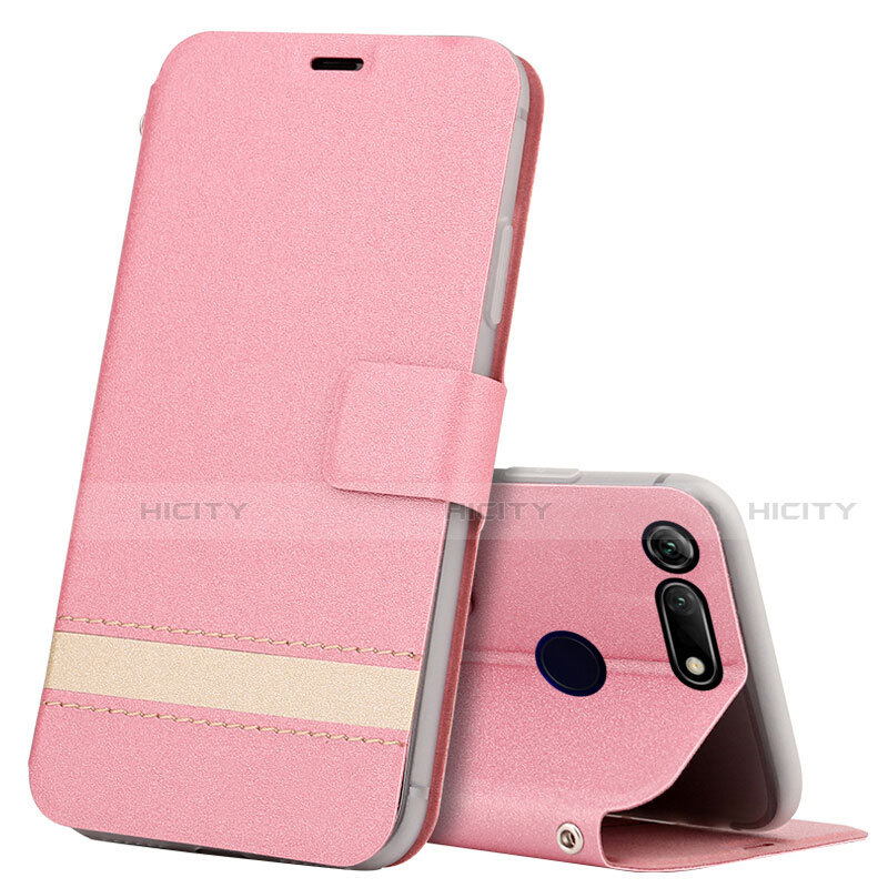 Coque Portefeuille Livre Cuir Etui Clapet T15 pour Huawei Honor View 20 Or Rose Plus