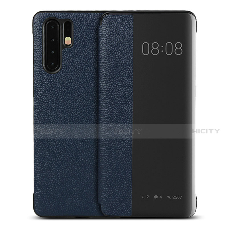 Coque Portefeuille Livre Cuir Etui Clapet T16 pour Huawei P30 Pro Bleu Plus