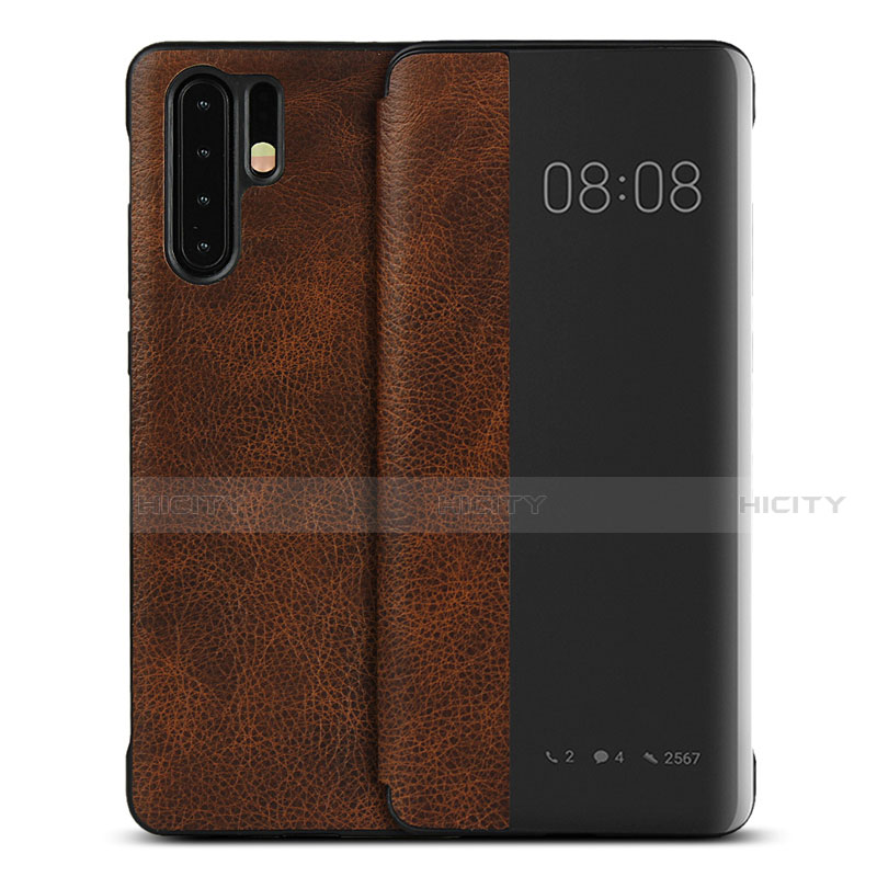 Coque Portefeuille Livre Cuir Etui Clapet T16 pour Huawei P30 Pro Marron Plus