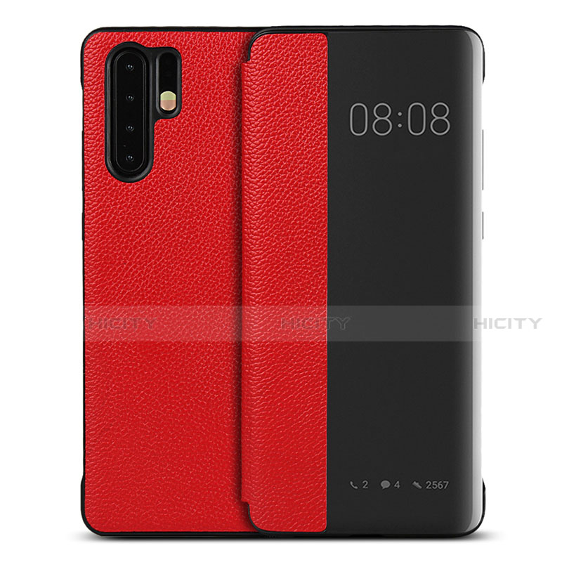 Coque Portefeuille Livre Cuir Etui Clapet T16 pour Huawei P30 Pro Rouge Plus