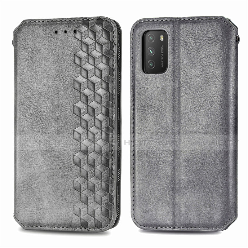 Coque Portefeuille Livre Cuir Etui Clapet T16 pour Xiaomi Poco M3 Gris Plus