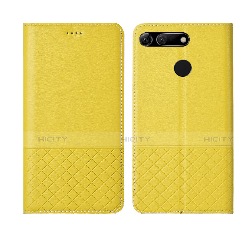 Coque Portefeuille Livre Cuir Etui Clapet T17 pour Huawei Honor V20 Jaune Plus