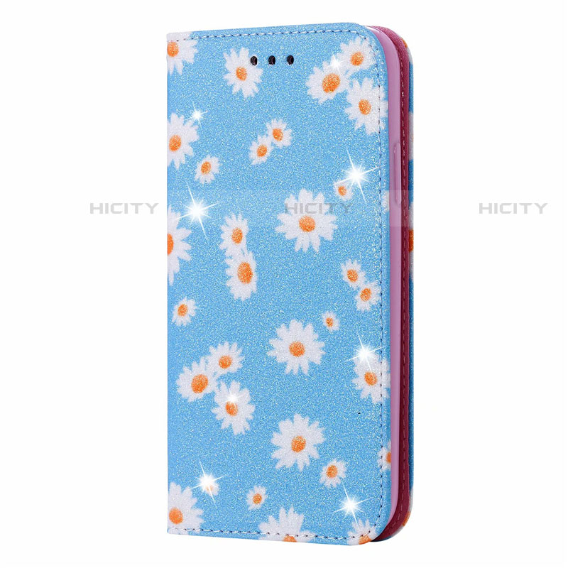 Coque Portefeuille Livre Cuir Etui Clapet T17 pour Huawei P Smart (2020) Bleu Ciel Plus