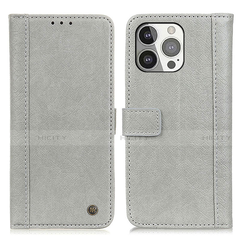 Coque Portefeuille Livre Cuir Etui Clapet T18 pour Apple iPhone 13 Pro Gris Plus