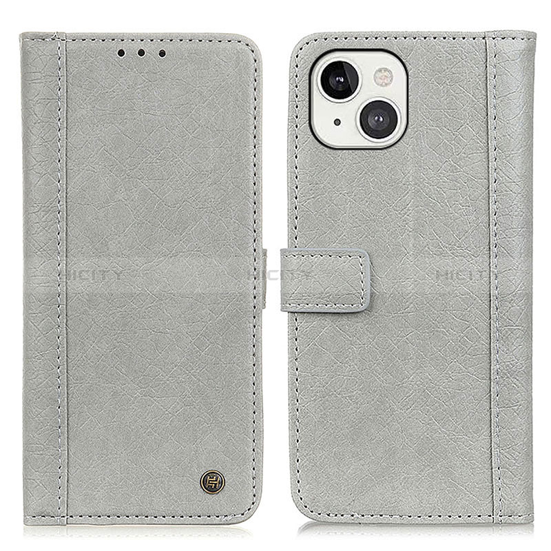 Coque Portefeuille Livre Cuir Etui Clapet T18 pour Apple iPhone 15 Gris Plus