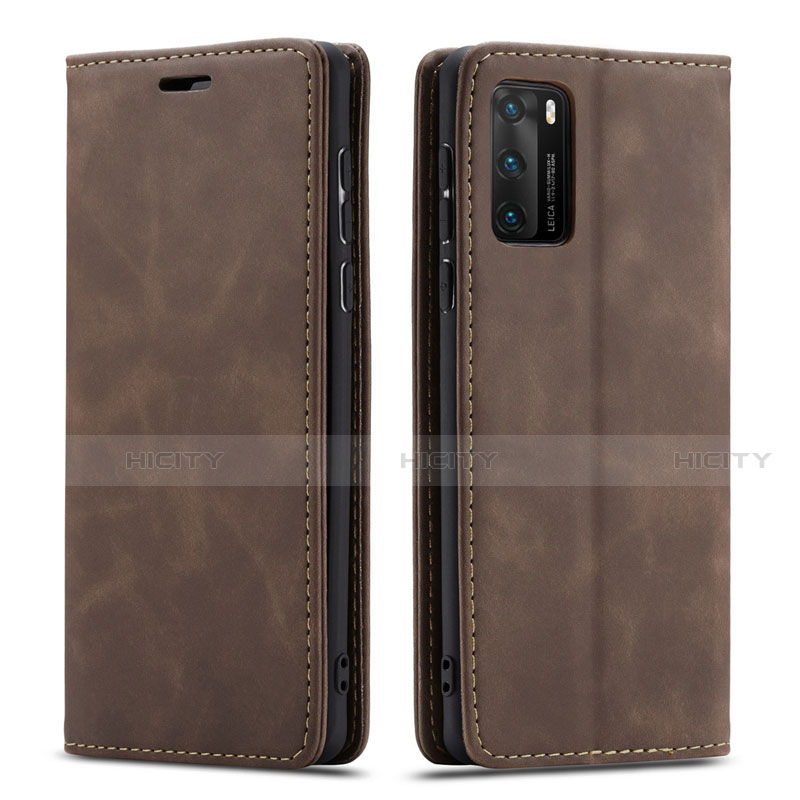 Coque Portefeuille Livre Cuir Etui Clapet T18 pour Huawei P40 Marron Plus