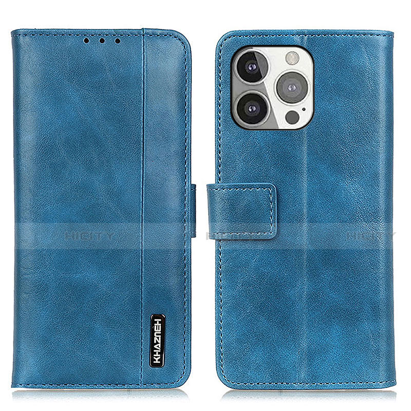 Coque Portefeuille Livre Cuir Etui Clapet T20 pour Apple iPhone 13 Pro Bleu Plus