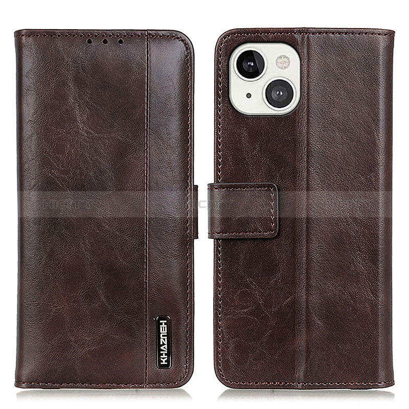 Coque Portefeuille Livre Cuir Etui Clapet T20 pour Apple iPhone 15 Marron Plus