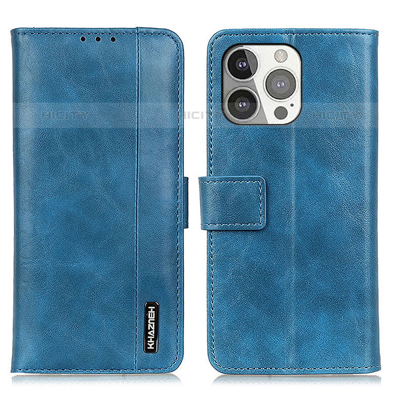 Coque Portefeuille Livre Cuir Etui Clapet T20 pour Apple iPhone 15 Pro Bleu Plus