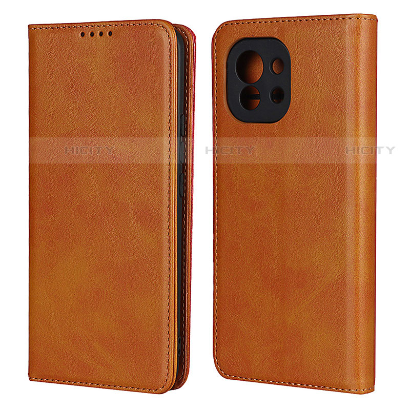 Coque Portefeuille Livre Cuir Etui Clapet T20 pour Xiaomi Mi 11 Lite 4G Brun Clair Plus