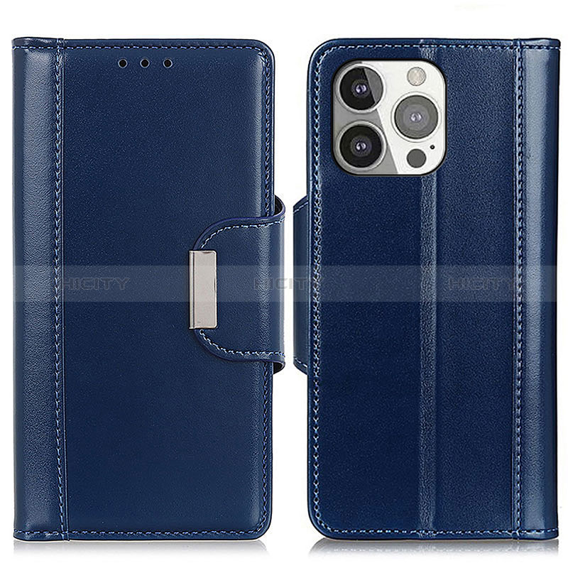 Coque Portefeuille Livre Cuir Etui Clapet T22 pour Apple iPhone 14 Pro Max Bleu Plus