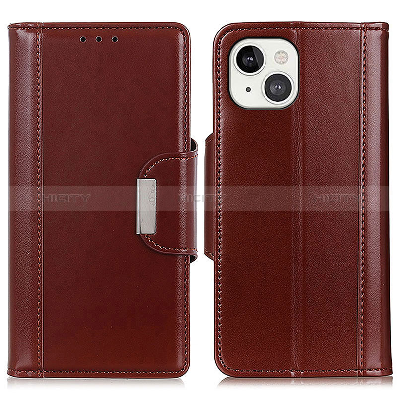 Coque Portefeuille Livre Cuir Etui Clapet T22 pour Apple iPhone 15 Marron Plus