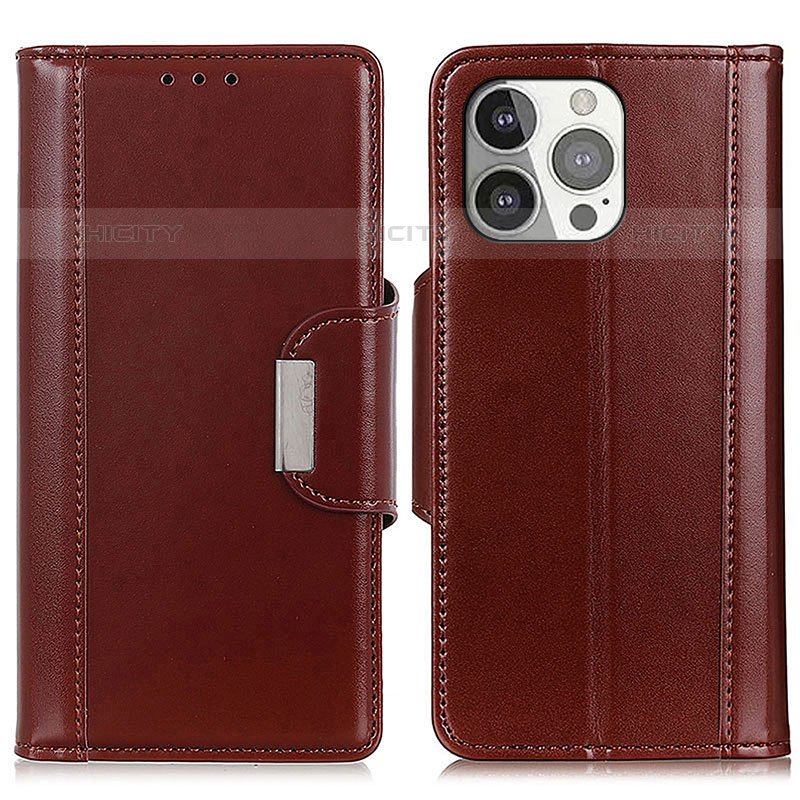 Coque Portefeuille Livre Cuir Etui Clapet T22 pour Apple iPhone 15 Pro Marron Plus