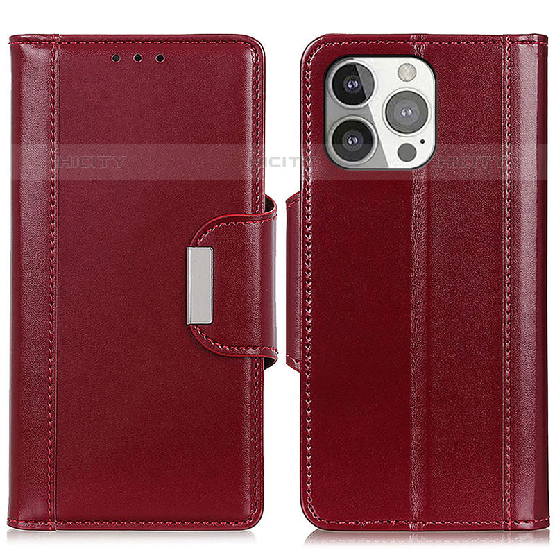 Coque Portefeuille Livre Cuir Etui Clapet T22 pour Apple iPhone 15 Pro Rouge Plus