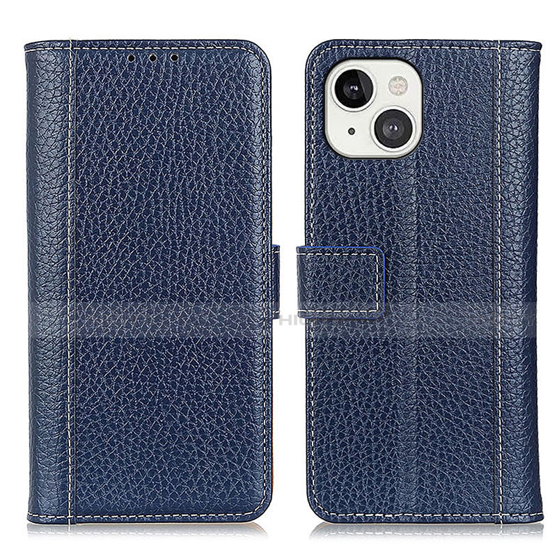 Coque Portefeuille Livre Cuir Etui Clapet T23 pour Apple iPhone 13 Bleu Plus