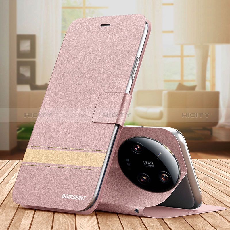 Coque Portefeuille Livre Cuir Etui Clapet TB1 pour Xiaomi Mi 13 Ultra 5G Or Rose Plus