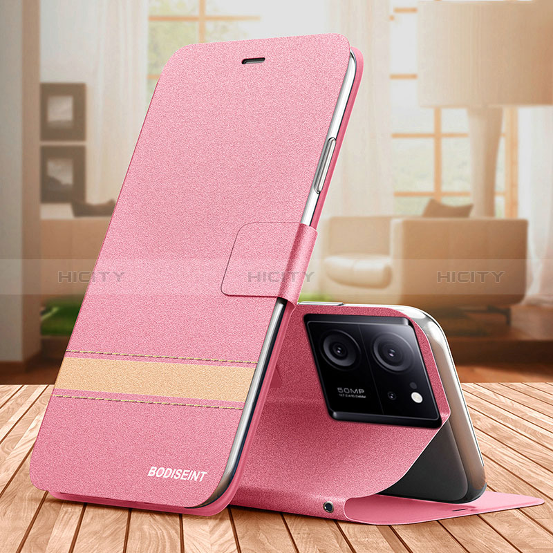 Coque Portefeuille Livre Cuir Etui Clapet TB1 pour Xiaomi Mi 13T Pro 5G Rose Rouge Plus