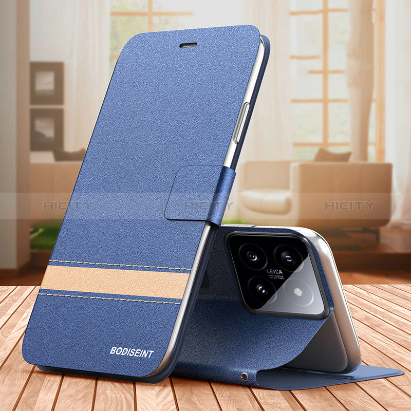 Coque Portefeuille Livre Cuir Etui Clapet TB1 pour Xiaomi Mi 14 Pro 5G Bleu Plus