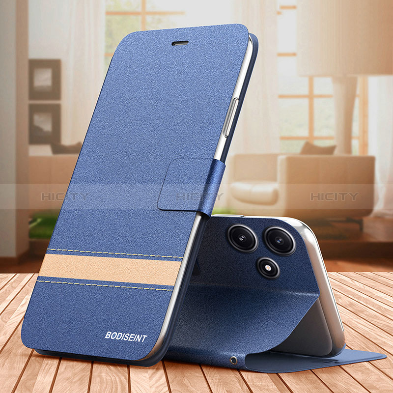 Coque Portefeuille Livre Cuir Etui Clapet TB1 pour Xiaomi Poco M6 Pro 5G Bleu Plus