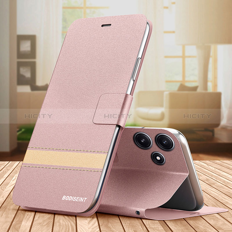 Coque Portefeuille Livre Cuir Etui Clapet TB1 pour Xiaomi Redmi 12 5G Or Rose Plus