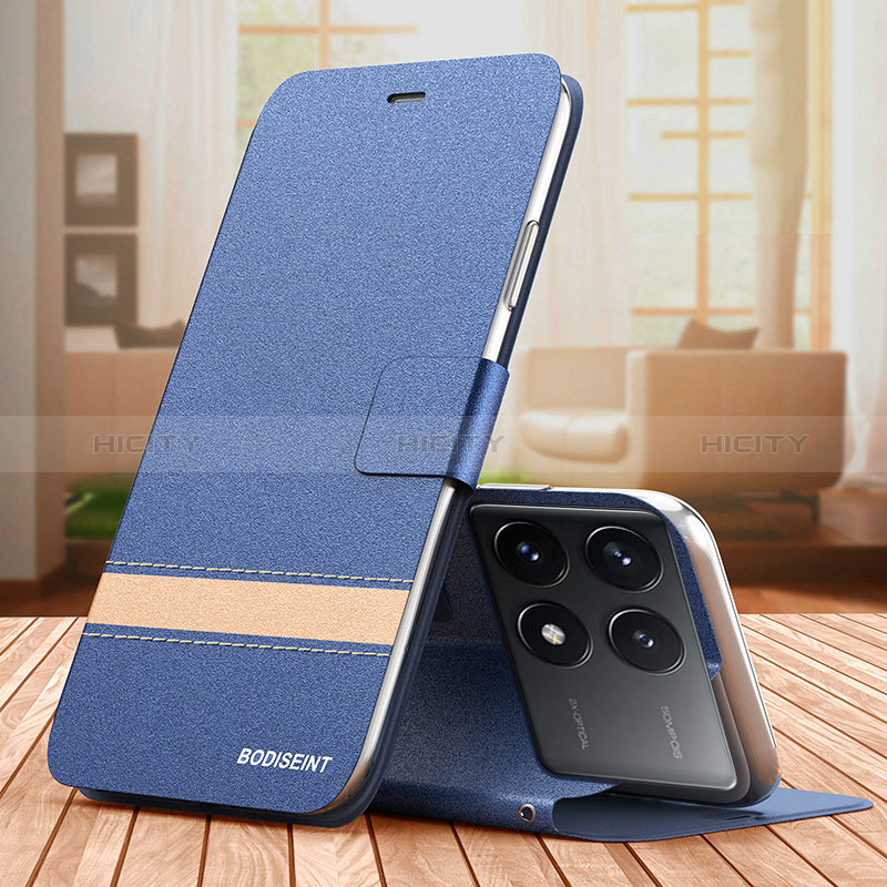 Coque Portefeuille Livre Cuir Etui Clapet TB1 pour Xiaomi Redmi K70E 5G Bleu Plus