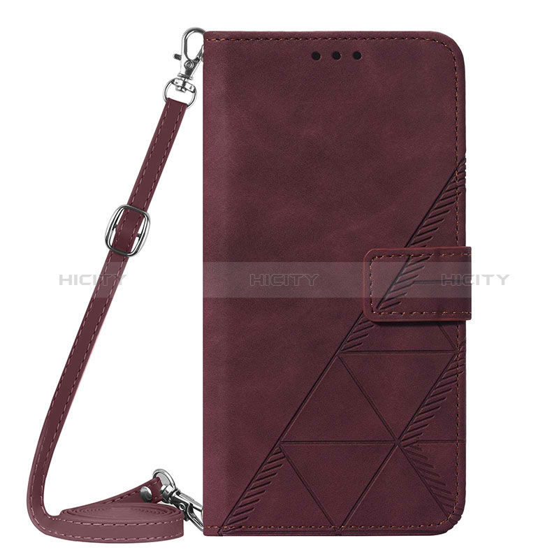 Coque Portefeuille Livre Cuir Etui Clapet Y01B pour Apple iPhone 13 Pro Max Vin Rouge Plus