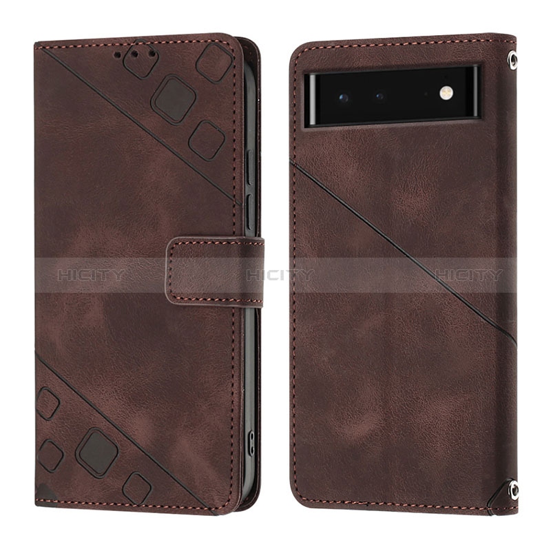 Coque Portefeuille Livre Cuir Etui Clapet Y01B pour Google Pixel 6 5G Marron Plus