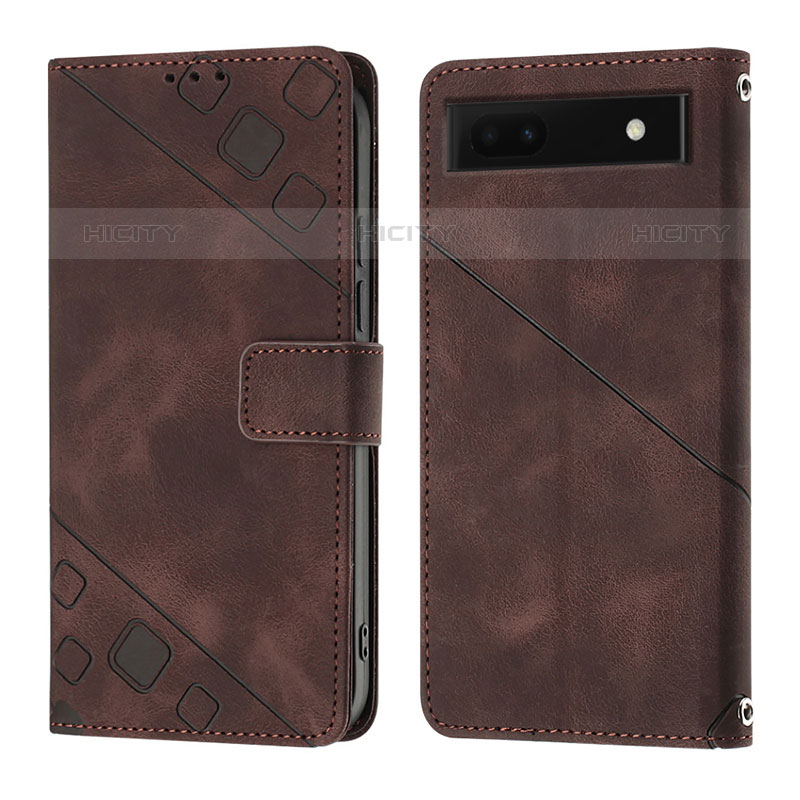 Coque Portefeuille Livre Cuir Etui Clapet Y01B pour Google Pixel 6a 5G Marron Plus