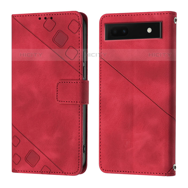 Coque Portefeuille Livre Cuir Etui Clapet Y01B pour Google Pixel 6a 5G Rouge Plus