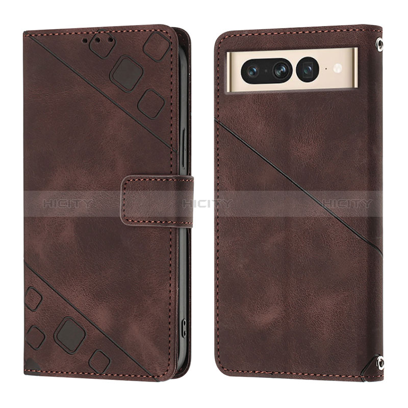 Coque Portefeuille Livre Cuir Etui Clapet Y01B pour Google Pixel 7 Pro 5G Marron Plus