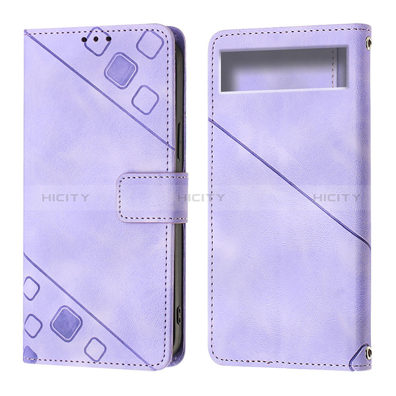 Coque Portefeuille Livre Cuir Etui Clapet Y01B pour Google Pixel 7a 5G Violet Plus