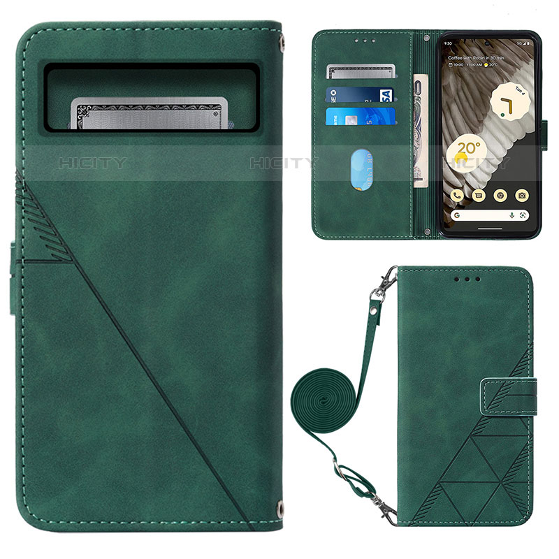 Coque Portefeuille Livre Cuir Etui Clapet Y01B pour Google Pixel 8 5G Vert Plus