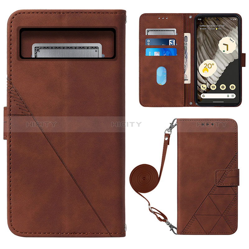 Coque Portefeuille Livre Cuir Etui Clapet Y01B pour Google Pixel 8 Pro 5G Marron Plus