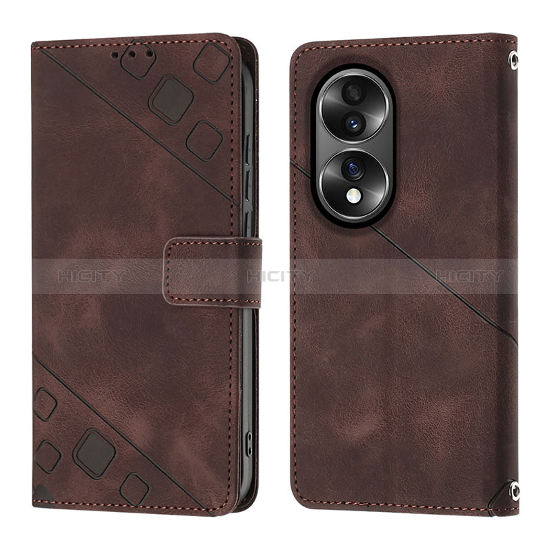 Coque Portefeuille Livre Cuir Etui Clapet Y01B pour Huawei Honor 70 5G Marron Plus