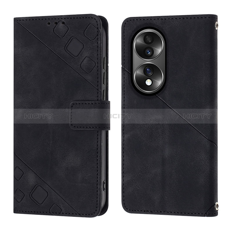 Coque Portefeuille Livre Cuir Etui Clapet Y01B pour Huawei Honor 70 5G Noir Plus