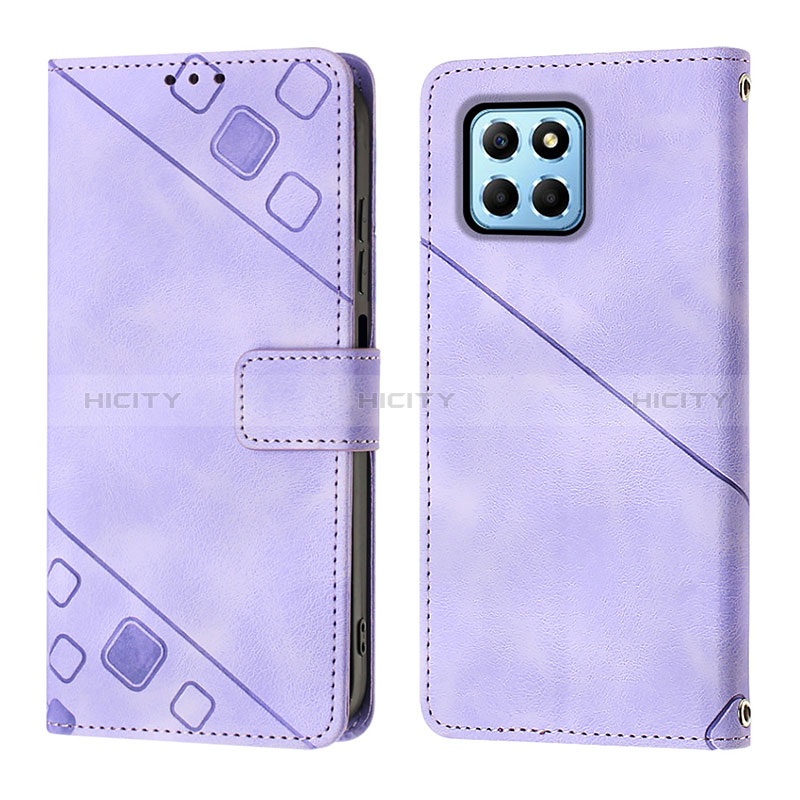 Coque Portefeuille Livre Cuir Etui Clapet Y01B pour Huawei Honor X6 5G Violet Plus