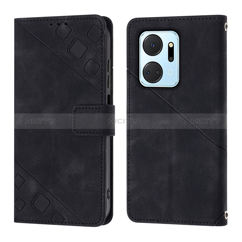 Coque Portefeuille Livre Cuir Etui Clapet Y01B pour Huawei Honor X7a Noir Plus