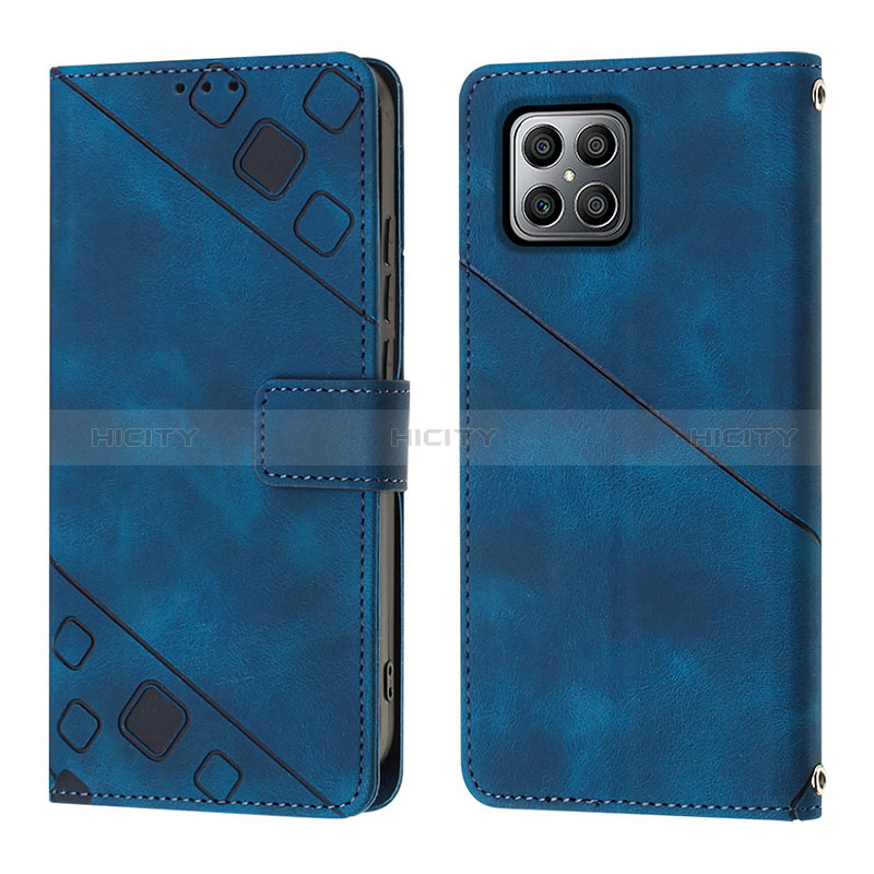 Coque Portefeuille Livre Cuir Etui Clapet Y01B pour Huawei Honor X8 4G Bleu Plus