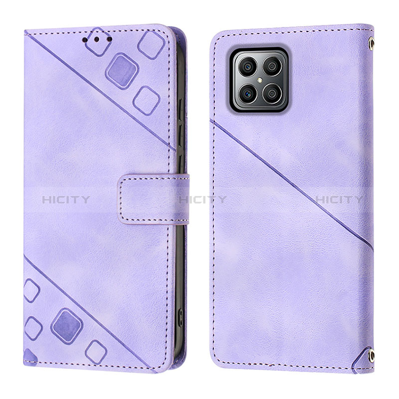 Coque Portefeuille Livre Cuir Etui Clapet Y01B pour Huawei Honor X8 4G Violet Plus