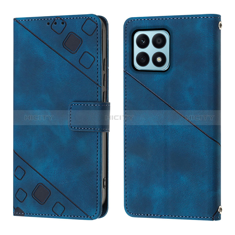 Coque Portefeuille Livre Cuir Etui Clapet Y01B pour Huawei Honor X8a 4G Bleu Plus