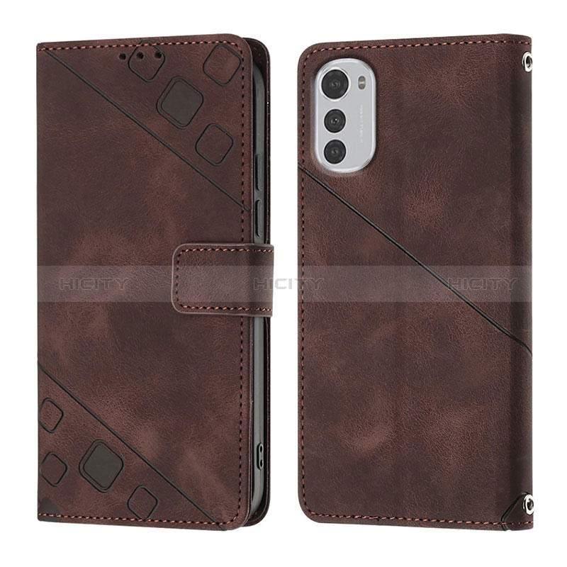 Coque Portefeuille Livre Cuir Etui Clapet Y01B pour Motorola Moto E32 Marron Plus