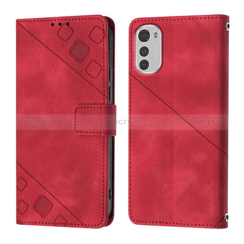 Coque Portefeuille Livre Cuir Etui Clapet Y01B pour Motorola Moto E32 Rouge Plus