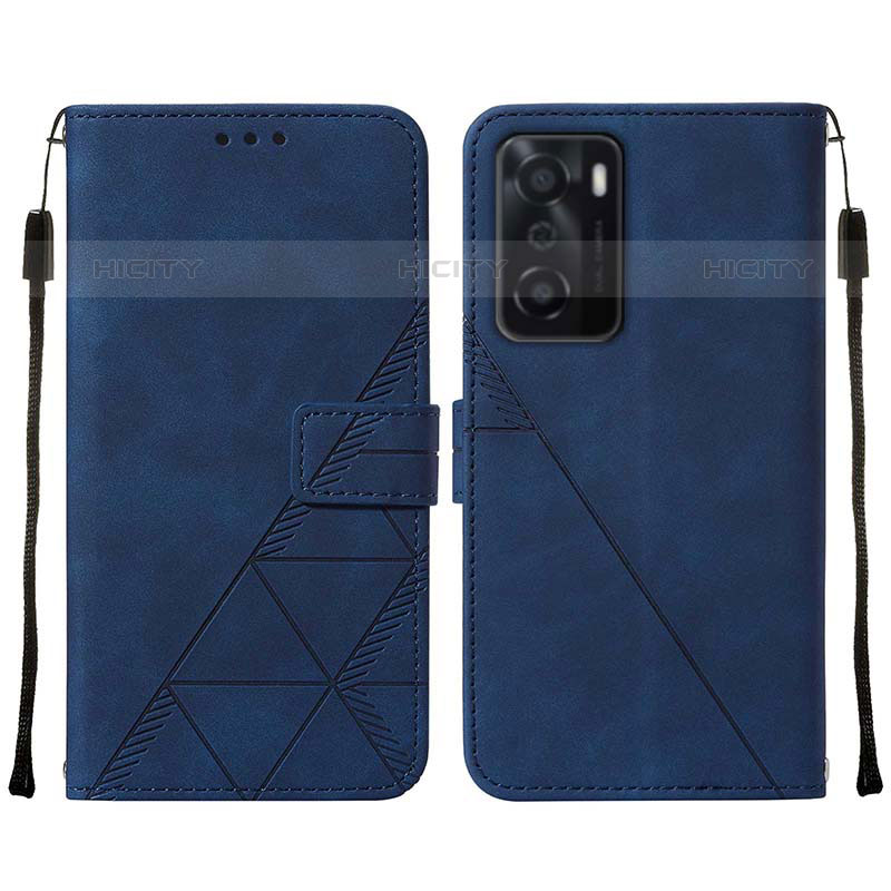 Coque Portefeuille Livre Cuir Etui Clapet Y01B pour Oppo A55S 5G Bleu Plus