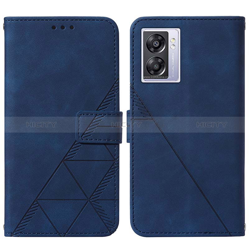 Coque Portefeuille Livre Cuir Etui Clapet Y01B pour Oppo A57 5G Bleu Plus