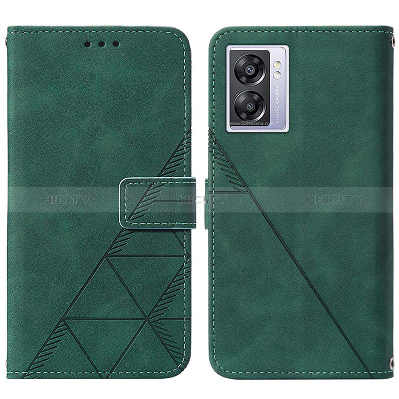 Coque Portefeuille Livre Cuir Etui Clapet Y01B pour Oppo A57 5G Vert Plus